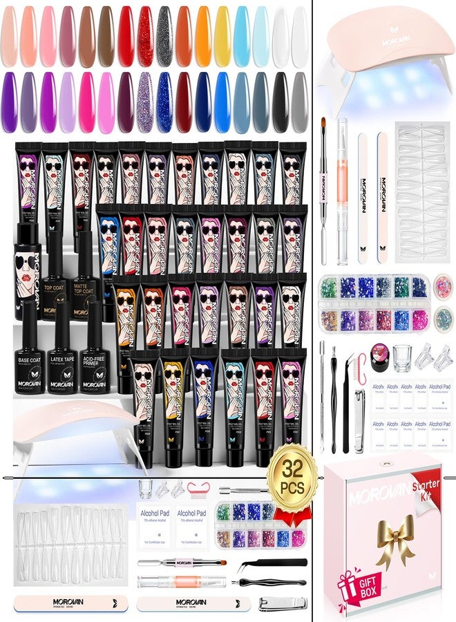 Morovan Poly Gel Nail Kit for Pretty Gift: Extension Gel Nail Kit With Nail Lamp Slip Solution Complete Professional Manicure Tools Everything In One Box DIY Set For Beginners at Home Salon Quality - Image 1